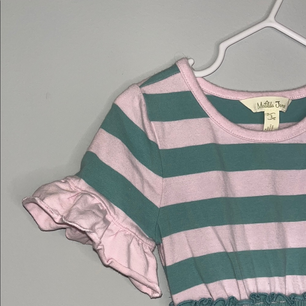 Matilda Jane Pink and Green Ruffled A-line Sundress - Picture 3 of 5